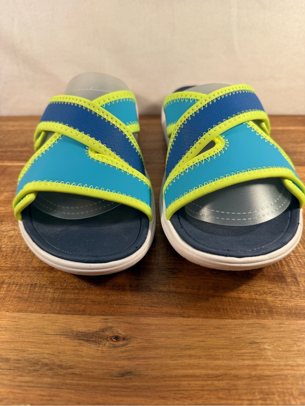 Lands End Slip-on Women's Water Sandals, Blue/Turquoise/Lime Green Size 9.5 NWT - Picture 3 of 11